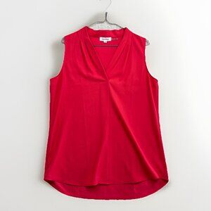 Calvin Klein Sleeveless Blouse Women’s Sz M Coral Pink V-Neck Top Lightweight *